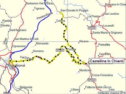 Cartina della zona di Castellina in Chianti