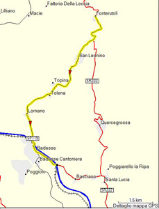 San Leonino: cartina della zona con l'itinerario